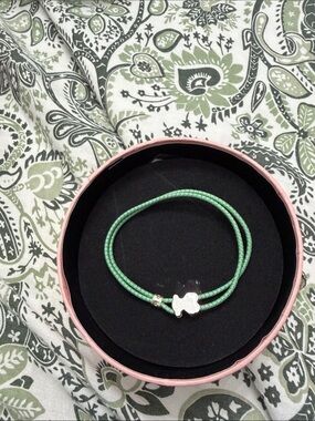 TOUS Green Double-Wrap Cord elastic Bracelet with Charm
